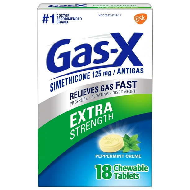 GasX Extra Strength Gas Relief Chewable Tablets, Peppermint Creme, 18