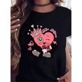 thumbnail image 1 of Valentine's Day Heart Pattern T-Shirt Stylish Crew Neck Women's Casual Round Neck Short Sleeve, 1 of 6