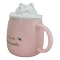 thumbnail image 4 of Whimsical Pastel Pink Feline Kitty Cat Cup Mug With Lid And Stirring Spoon, 4 of 11