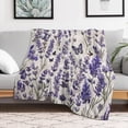 thumbnail image 4 of Lavender Purple Spring Summer Throw Blanket for Couch Bed Living Room 50"x60" Floral Leaves Nature Blankets And Throws for Adults Teens Kids Flannel Blanket for Living Room, 4 of 8