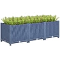 thumbnail image 2 of Outsunny Raised Flower Bed, 4 x 1 x 1 ft Plastic Planter Box with Drainage Holes for Vegetables, Herbs, Flowers & Succulents, Blue, 2 of 9
