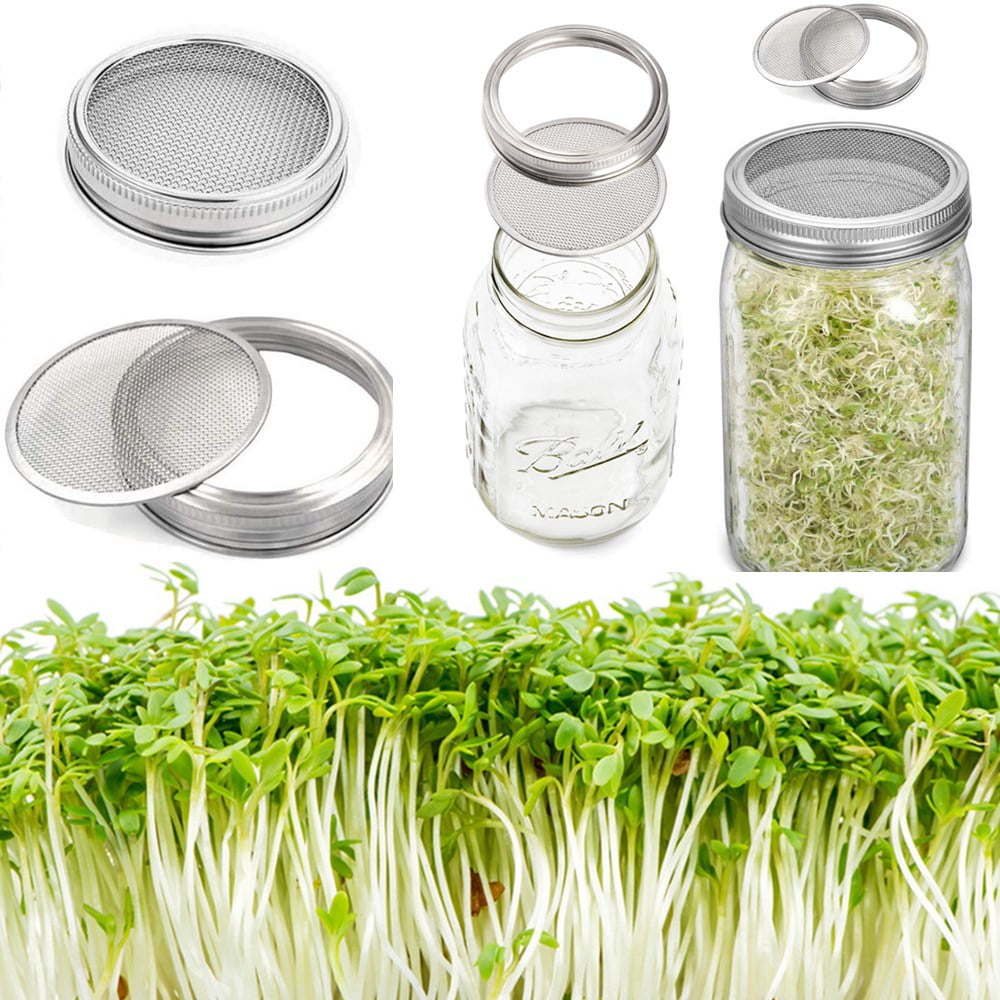 Stainless Steel Strainer Screen for Canning Jars for Making Organic Sprout Seeds In Your Kitchen G.a HOMEFAVOR Sprouting Kit for Wide Mouth Mason Jars 6 Pack 