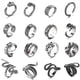 thumbnail image 1 of Juego de 16 anillos góticos punk de plata para hombres y mujeres, con diseño de rana, serpiente, mariposa, araña, ojo de animal, ajustable, estilo gótico, apilables., 1 of 5