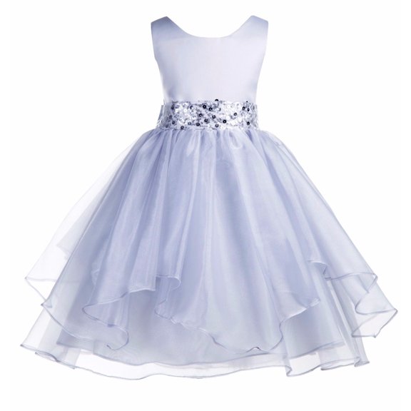 Ekidsbridal Asymmetric Ruffled Organza Sequin Flower Girl Dress Pageant Ballroom Gown 012s 10