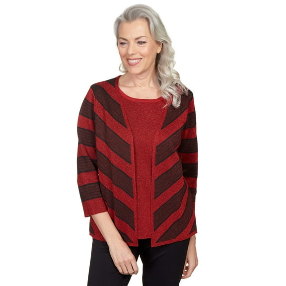 Alfred Dunner Womens Petite Chevron Stripe Two For One