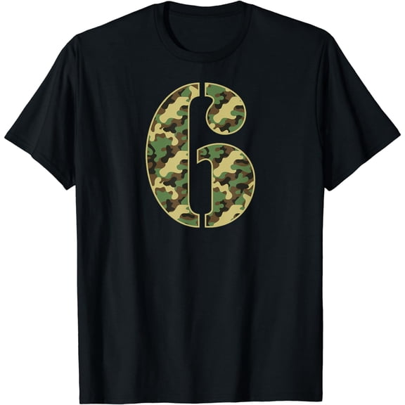 6th Birthday Soldier 6 Year Old Military Themed Camo T-Shirt