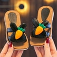 thumbnail image 2 of Toddler Girls Sandals Cute Flower Square Open Toe Slip on Flat Shoes Dress Summer Casual Slides Footwear Black 11 Little Kid, 2 of 4