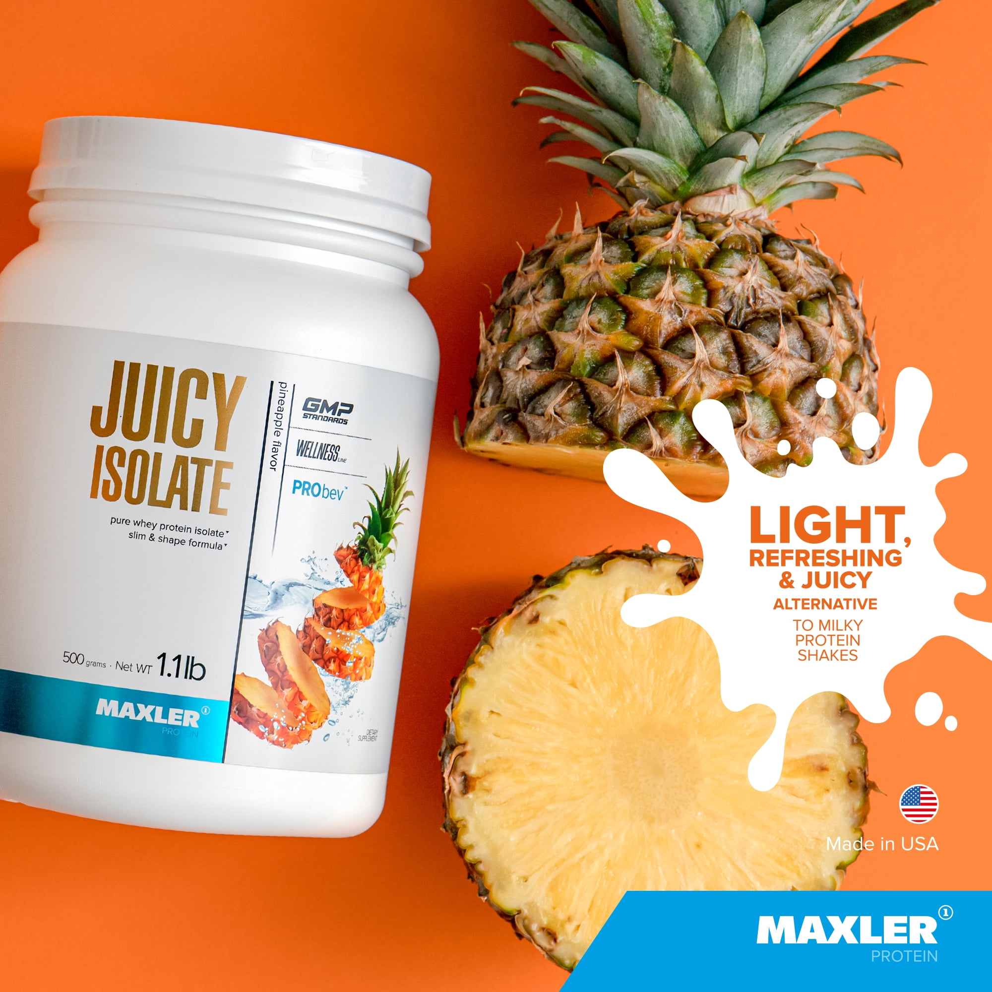 Maxler Juicy Isolate Protein Powder - Clear Whey Isolate - Pineapple 1.1lb (20 Servings)