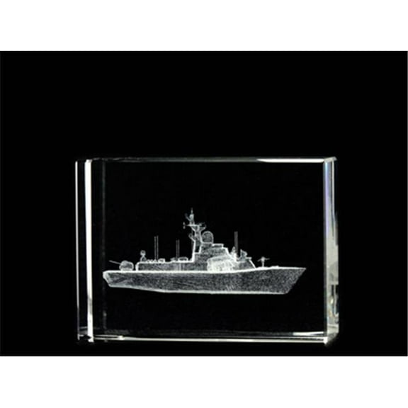 Asfour Crystal 1162-70-30 2.75 L x 2 H x 1 W in. Crystal Laser-Engraved Battleship Military Laser-Cut