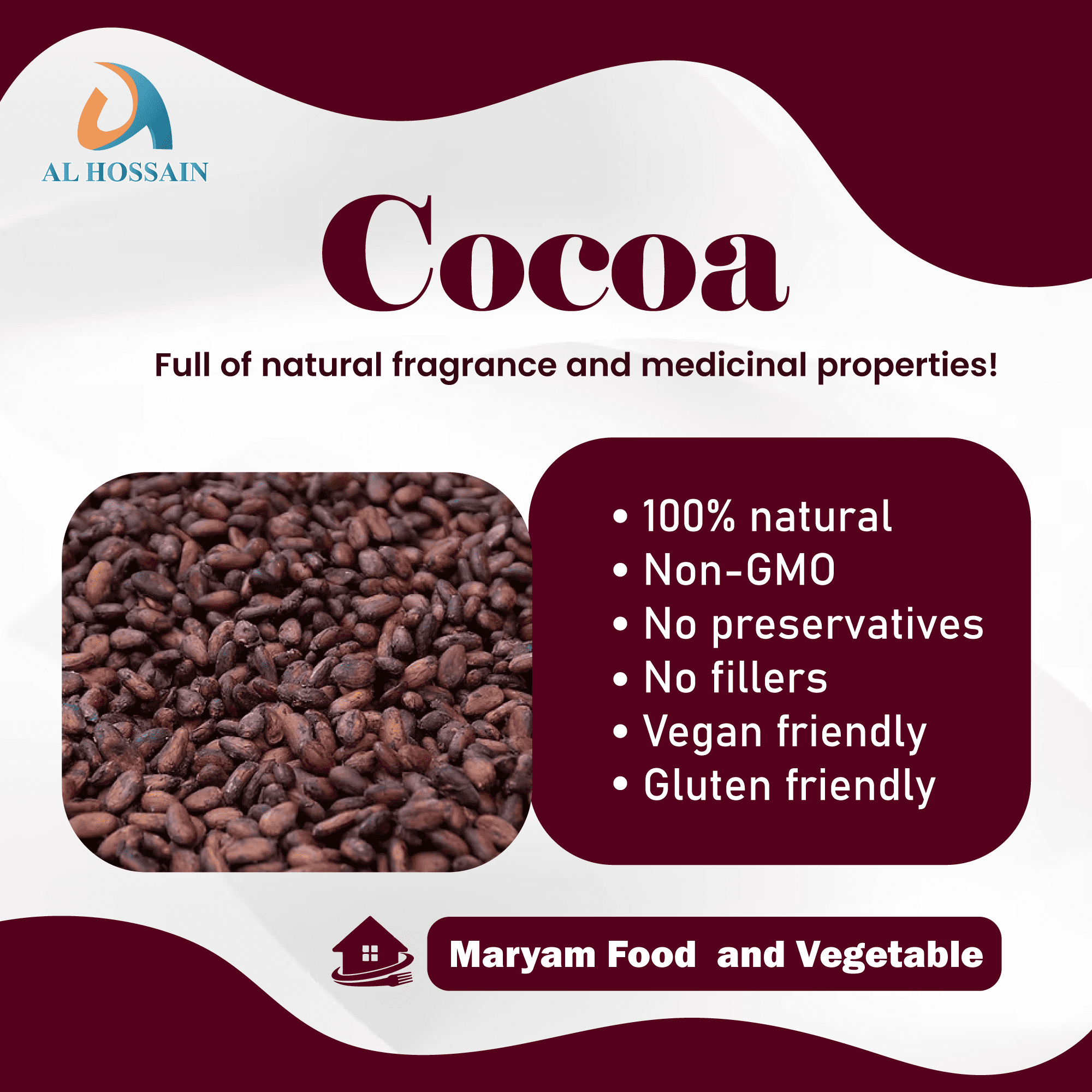 Al Hossain Natural Guatemalan Cocoa Beans – 11lb Bulk (176oz / 5kg) – Premium Whole Cocoa Beans for Chocolate, Coffee & Tea – Rich, Aromatic, Vegan & Gluten-Free