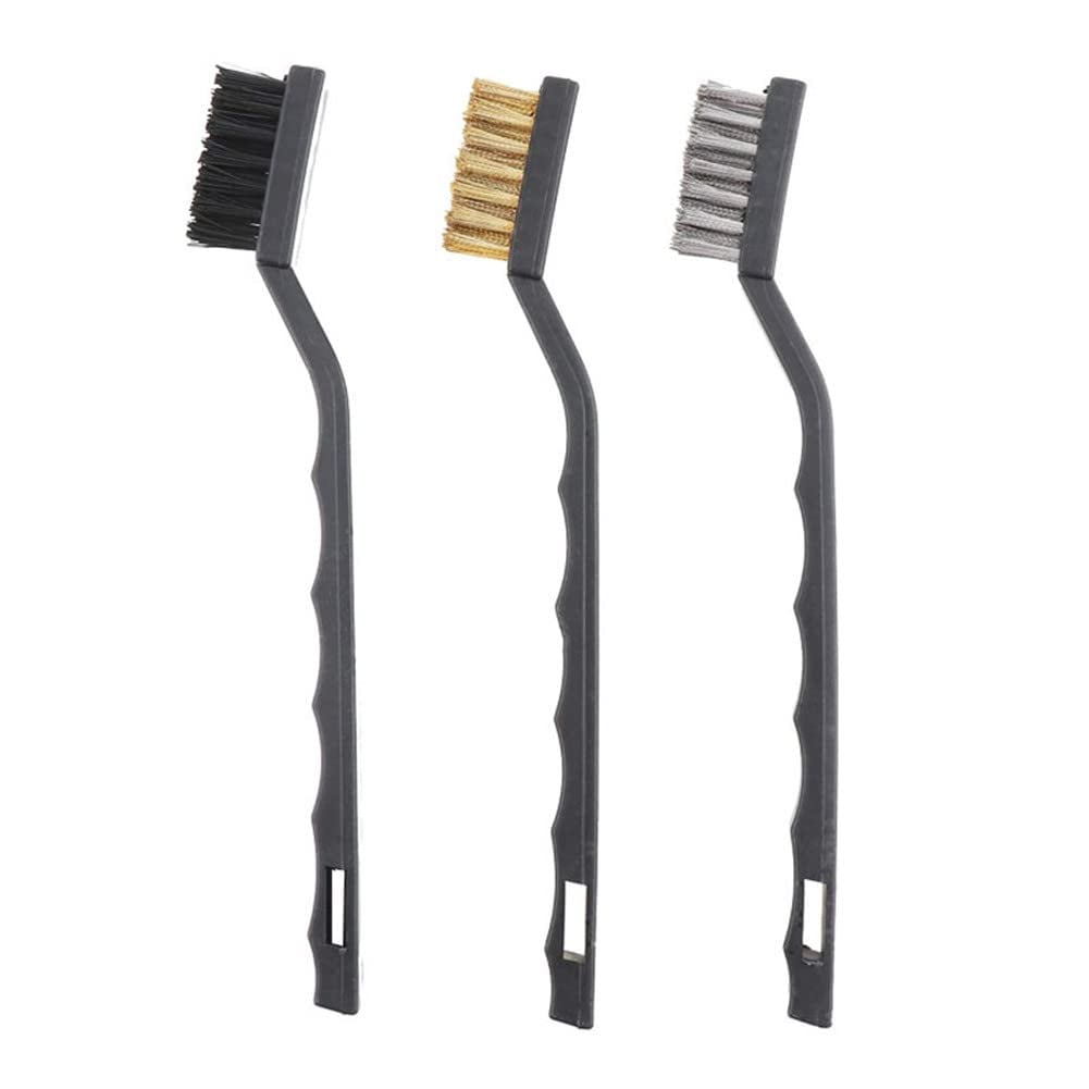 3pcs 7'' Mini Wire Brush Set Steel Brass Nylon DIY Metal Rust Remover Cleaning - View #5