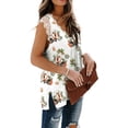 thumbnail image 3 of Mujeres Vest al algodón Cordero casual Tanktop suelto Citas de vacaciones Vacaciones de vacaciones Básico Trabajo Diario Vintage Top de verano Flor verde blanca S Inevent AP009841-11, 3 of 7