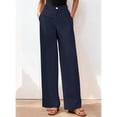 thumbnail image 5 of Women Wide Leg Pants High Waisted Spring Business Casual Outfits Trousers Palazzo Pants Pockets Navy Blue S, 5 of 7