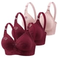 thumbnail image 1 of Puntoco Sujetadores sin aros para mujer Sujetador de encaje con flores fruncidas para mujer Sujetador de uso diario de talla grande sin aros, 1 of 4