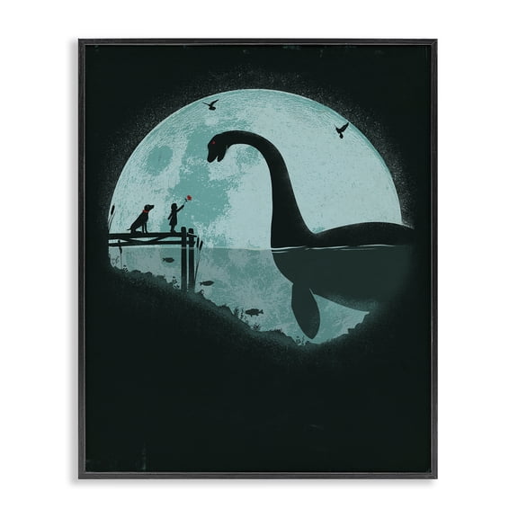 Stupell Industries Contemporary Girl & Loch Ness Black Framed Giclee Art, 11 x 14, by Jay Fleck
