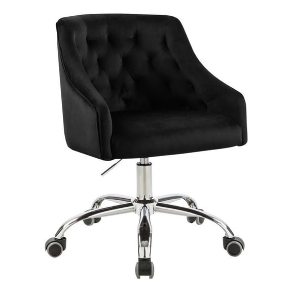 UrbanPro Velvet Swivel Adjustable Office Chair in Soft Black/Rich Chrome