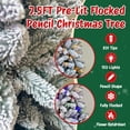 thumbnail image 4 of Moonsun 7.5ft Pre-Lit Flocked Pencil Christmas Tree, Artificial Pencil Artificial Slim with 150 Warm White & Multicolor Lights, 831 Branch Tips, Metal Stand for Home Office Party Holiday Decor, 4 of 10