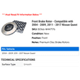 thumbnail image 2 of Front Brake Rotor - Compatible with 2004 - 2009, 2011 - 2017 Nissan Quest 2005 2006 2007 2008 2012 2013 2014 2015 2016, 2 of 2