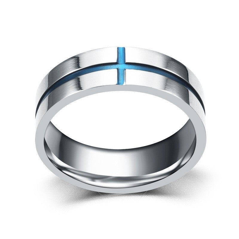 Personalized Mens Stainless Steel Cross Ring, Non Mainstream Style, Gift for Him
