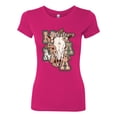 thumbnail image 2 of Wild Bobby Western Ma Steer Pink And Grey Distressed Pop Culture Women Slim Fit Junior Tee, Raspberry, Large, 2 of 6