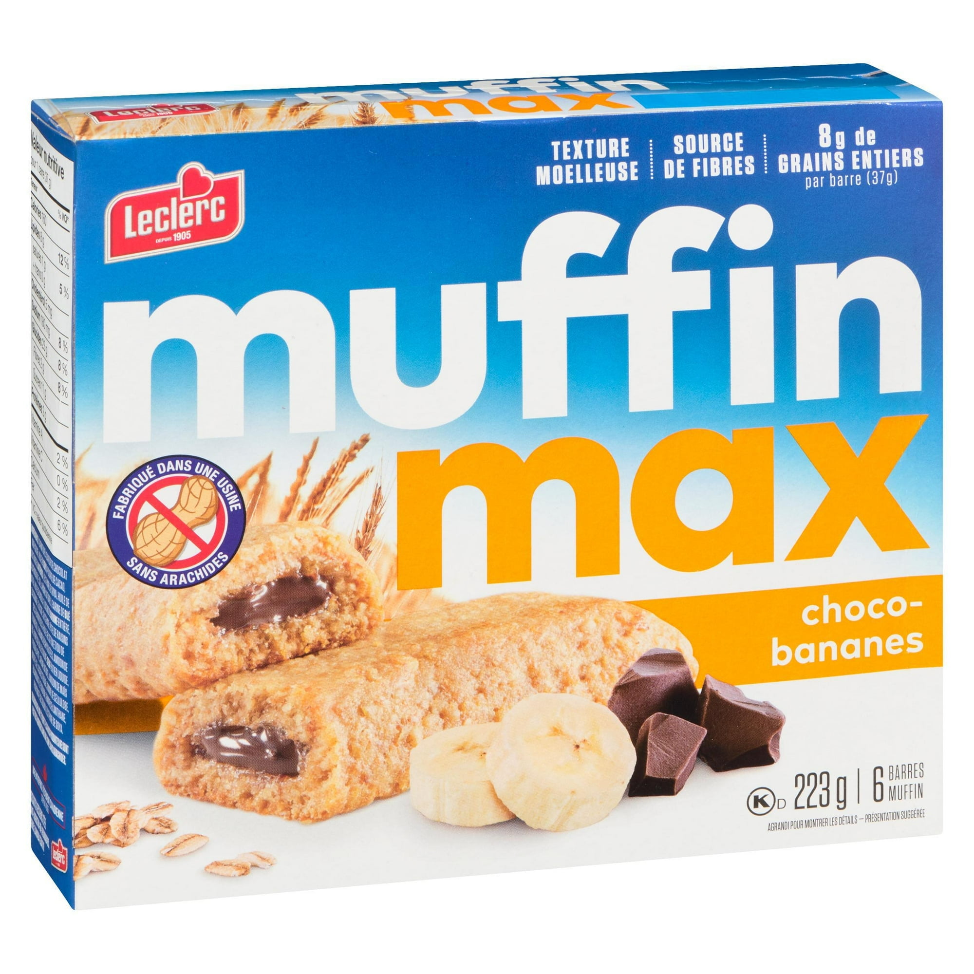 Muffin Max Choco Bananes Barres 223g / 6 barres muffin