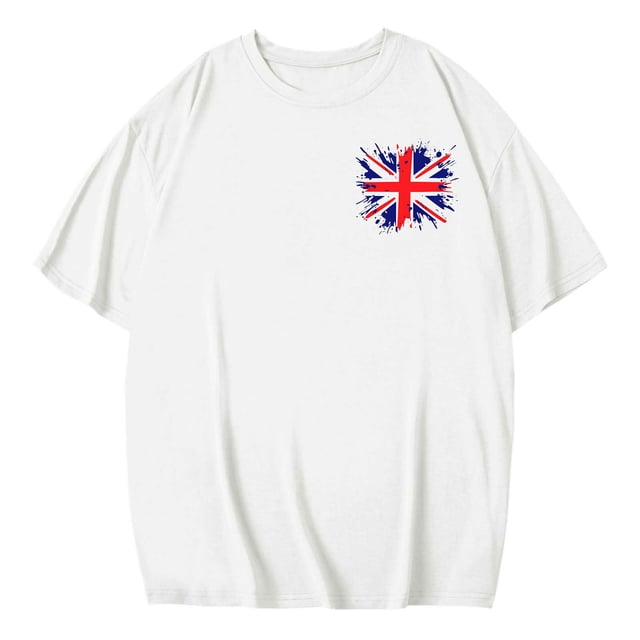 YABCSAZ Chemises du 4 Juillet pour Femmes, Robe de la Fête de l'Indépendance, Blouse d'Été à Col Rond Manches Courtes Mode Décontractée Imprimée pour Femmes, Blanc, TTG