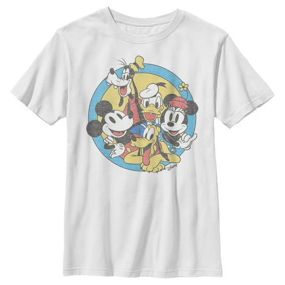 Boy's Mickey & Friends Retro Buddies  Graphic Tee White Small