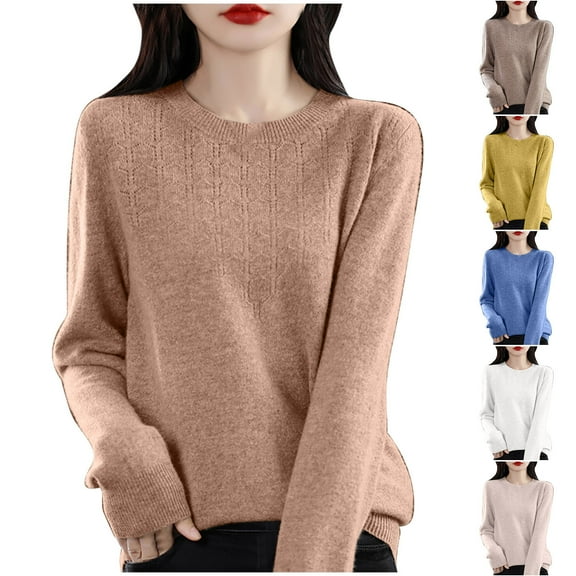 Dgankt Fall Sweaters Solid Color Long Sleeved V-Neck Knitted Sweater Thin Sweater Top,Size S-2XL