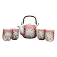 thumbnail image 3 of Japanese Design Maneki Neko Lucky Cat Pink 20oz Ceramic Tea Pot and Cups Set, 3 of 7