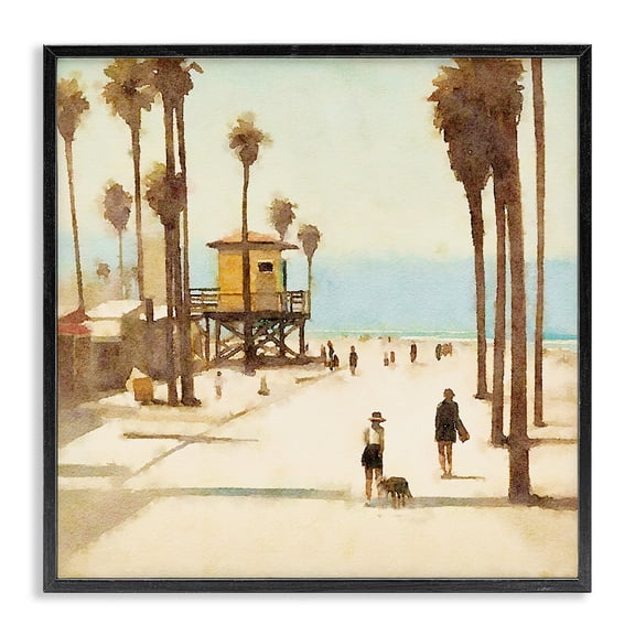 Stupell Industries Tropical End Of Road Beach Black Framed Giclee Art, 12 x 12, by Noah Bay
