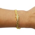thumbnail image 2 of 18k Layered Real Gold Plated cuben link set necklace bracelet icedout lock hip hop #188, 2 of 5