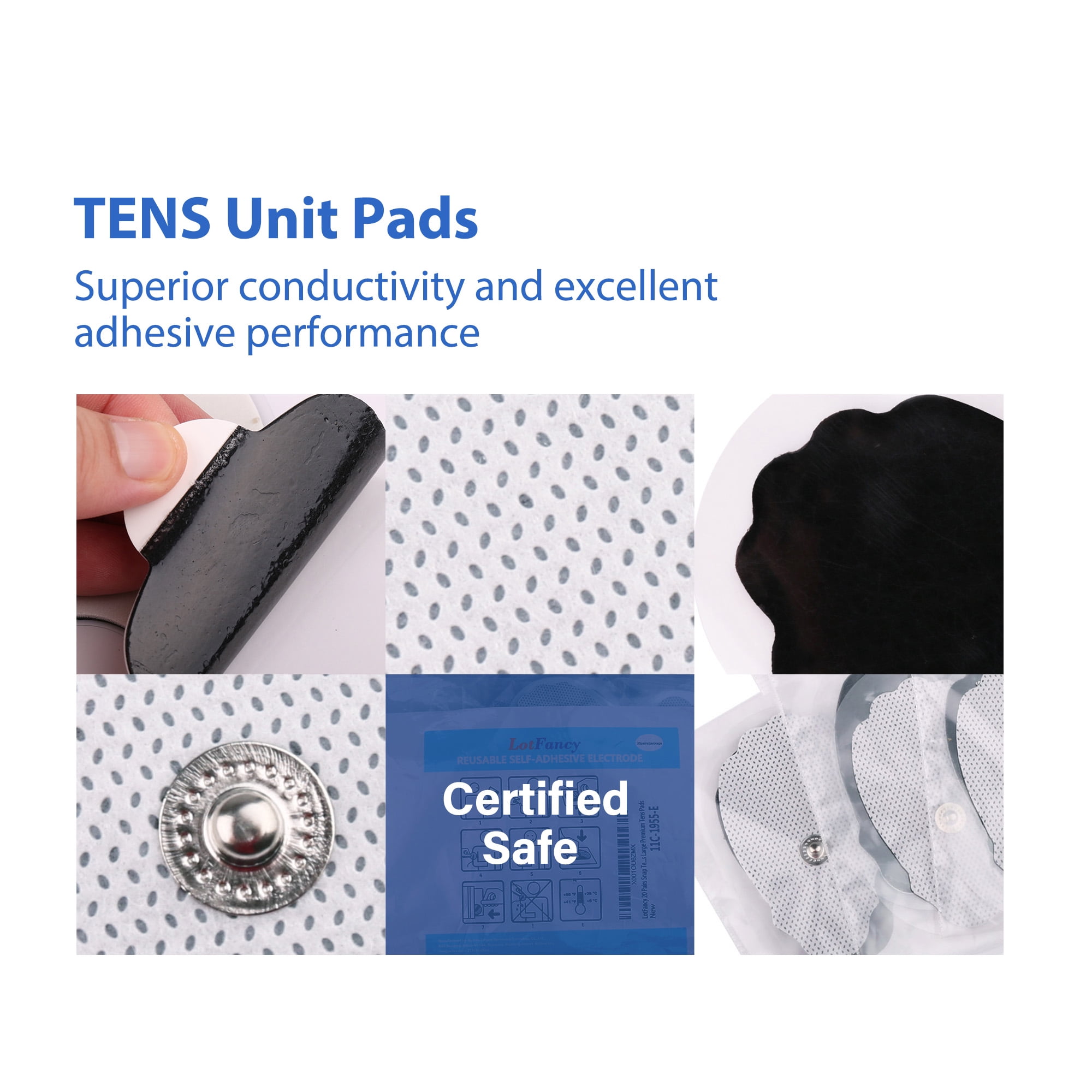 TENS Unit Replacement Pads Snap On TENS Unit Pads 22Pack Multiple Sizes  Electrodes TENS Unit Pads Reusable 35-50 Times Self-Adhesive SM