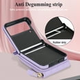 thumbnail image 4 of ELEHOLD for Samsung Galaxy Z Flip 3 Wallet Case,Soft Leather Card Slot Holder Zipper Purse Shockproof Protective Case with Shoulder Strap for Samsung Galaxy Z Flip 3,Purple, 4 of 7