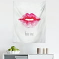 thumbnail image 1 of Kiss Tapestry, Watercolor Style Woman Lips with Pink Lipstick and Kiss Me Words, Fabric Wall Hanging Decor for Bedroom Living Room Dorm, 5 Sizes, Pale Grey Hot Pink, by Ambesonne, 1 of 1