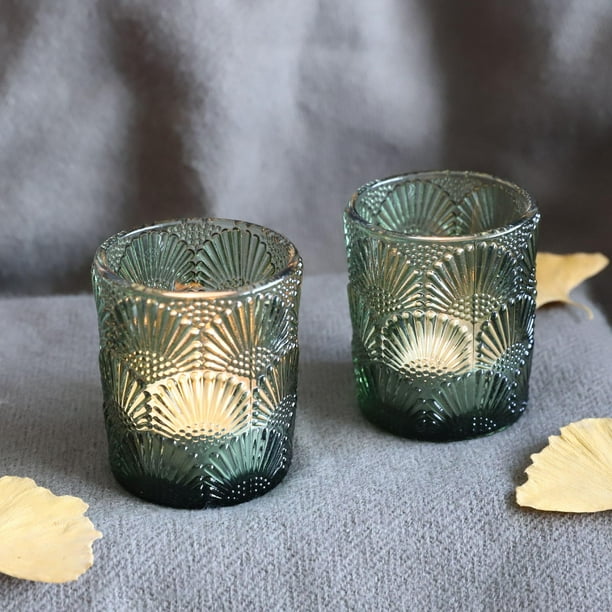 Set portavelas Votive de cristal verde Woho (24 unidades)