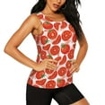 thumbnail image 2 of Xecao Tomatoes print women's scoop neck, loose-fit workout tank tops for the gym., 2 of 9