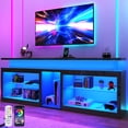 thumbnail image 2 of ChVans Modern LED TV Stand for TVs up to 80" with Adjustable LED Lights/Outlet, High Gloss Entertainment Center with Open Shelves Storage, Media Console TV Stands for Living Room, Game room, Bedroom, 2 of 7
