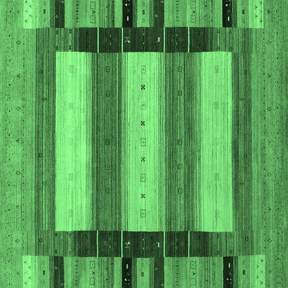 Ahgly Company Indoor Square Abstract Emerald Green Contemporary Area Rugs, 5' Square