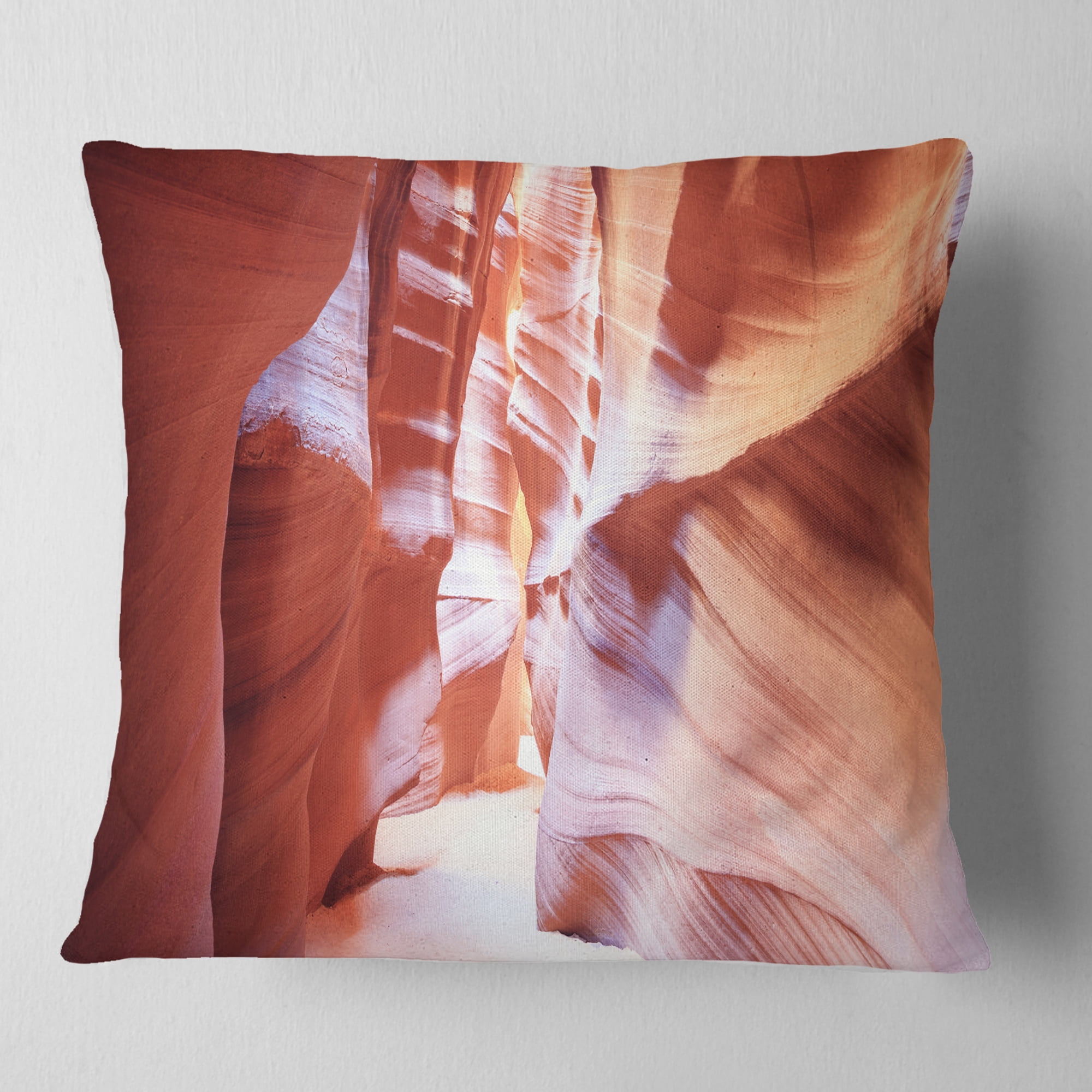 Designart Panoramic View Antelope Canyon - Landscape Photography Throw Pillow - 18x18