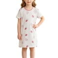 thumbnail image 2 of SROBPTY Teen Girls Dresses Print Crew Neck Short Sleeve Sleep Mid-Length Dress for 3-13Y, 2 of 4