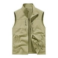 thumbnail image 3 of UVEASISHA Outdoor Vest for Men Hiking Travel Waistcoat Mesh Quick Dry Lightweight Cargo Vest Full Zip Sleeveless Stand Collar Vest with Pockets Khaki XL, 3 of 5