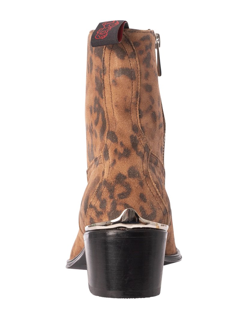 Jeffery West Leopard Print Suede Boots, Brown - Walmart.com display picture 2