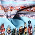 thumbnail image 4 of GUZOM Mens Boho Shirt Short Sleeve Button Down, Blue Feather & Ethnic Print, Vacation Beach Shirt, Relaxed Fit Breathable Stretch Fabric,Size 2XL, 4 of 7