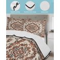 thumbnail image 4 of Quilts Twin XL Size, Burnt Orange Boho Soft Comforter Bedding Set for Bed, Modern Ethnic Geometric Southwestern Lightweight Quilted Bedspread with Pillow Cover(2 Pieces) for All Season, 68x98 Inch, 4 of 6