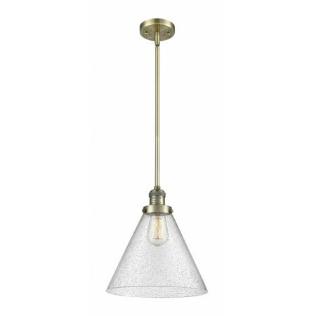 Innovations Lighting Franklin Restoration Cone - 1 Light 12 Stem Hung Mini Pendant Antique Brass/Seedy