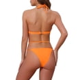 thumbnail image 3 of INSPIRE CHIC Women's Heart Rhinestones Chain Linked Bikini Sets, 2 Piece Halter Top Triangle Bottoms Swimwear Bathing Suits Large Orange, 3 of 5