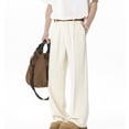 thumbnail image 5 of Nmnitkp Mens Dress Pants Summer Wide Leg Suit Pants, Elastic Back Waist Straight Leg Casual Trousers, Lightweight Breathable Wrinkle-Resistant Loose Business Streetwear Pants Khaki,2XL, 5 of 6