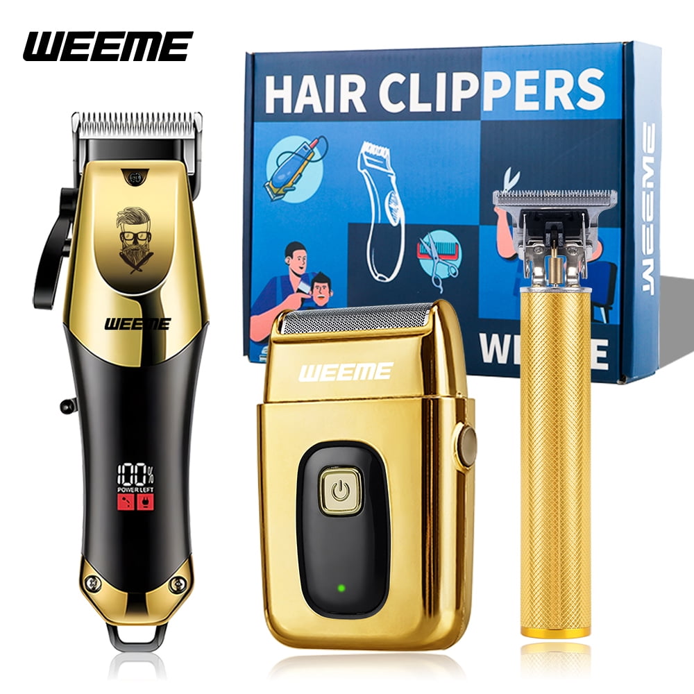 Men's Hair Clipper Kit, Cordless Professional T-Blade Trimmer Set with Adjustable Fade Dial, 4 Guide Combs (1.5-6mm), USB Rechargeable 2-in-1 Razor for Hair & Beard, Home Salon Barber Tool Gift