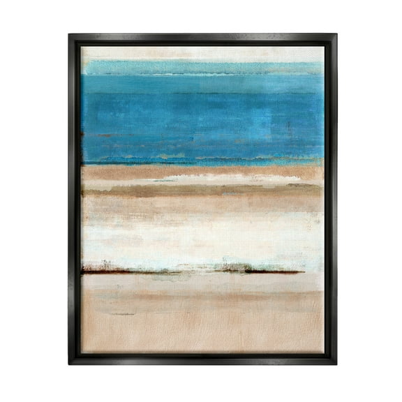 Stupell Industries Abstract Beach Landscape Abstract Painting Black Floater Framed Canvas Art Print Wall Art, 17 x 21
