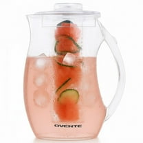 Water pitcher with infuser, 2.5L capacity, removable fruit core and ice rod, BPA-free acrylic, ideal for healthy drinks, parties, home office, clear